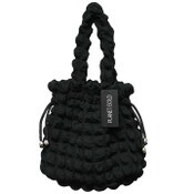 Wholesale - BLACK QUILTED DRAWSTING HANDBAG C/P 12